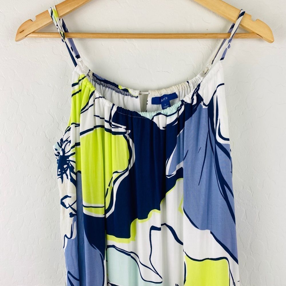 NWT APT9 floral flowy blue green maxi dress size large - Picture 5 of 11